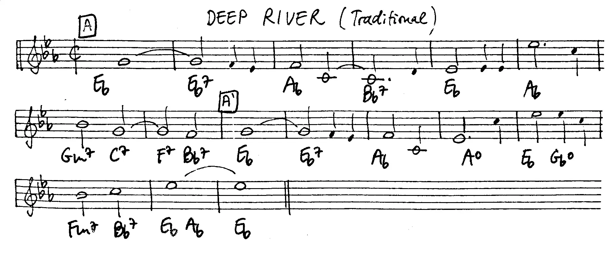 deep river free jazz leadsheet - Courtesy of the Jungle Jazz Band